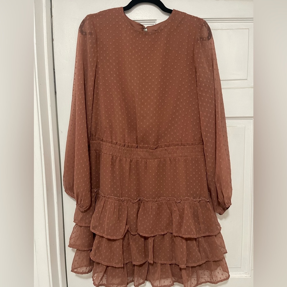 Express Dress Long Sleeve Tiered Ruffle Dress